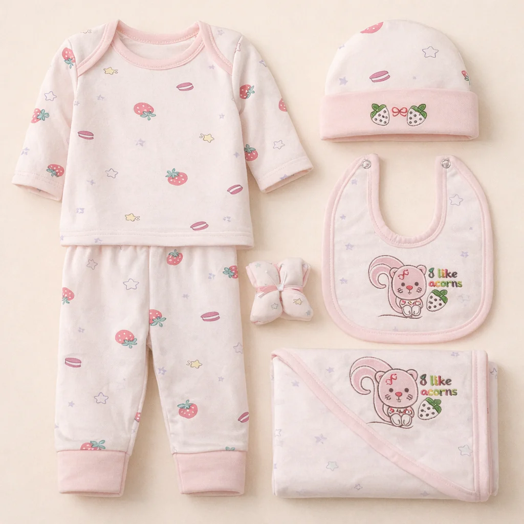 Newborn Baby 6Pcs Fleece Gift Set Kitty Pink - Sunshine