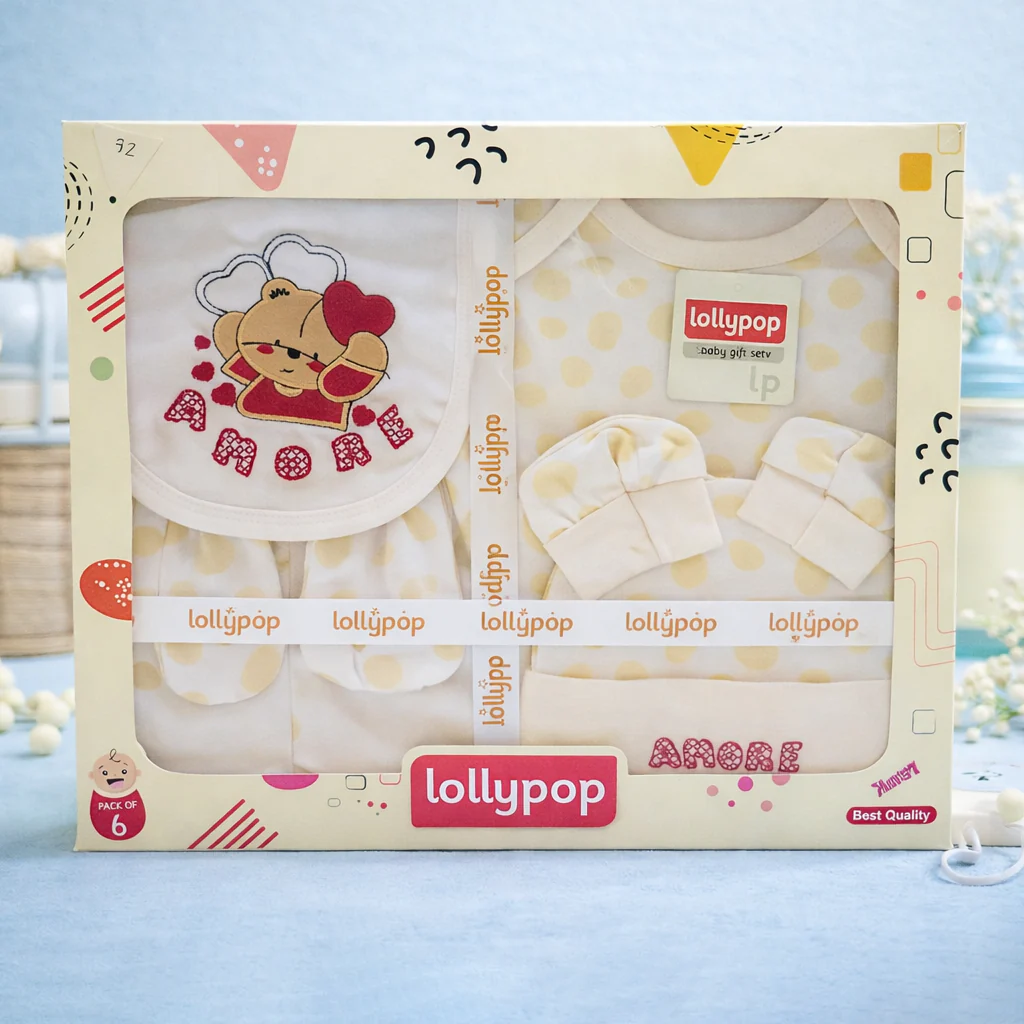 Newborn Baby 6Pcs Gift Set Bear Beige - Sunshine - Image 3