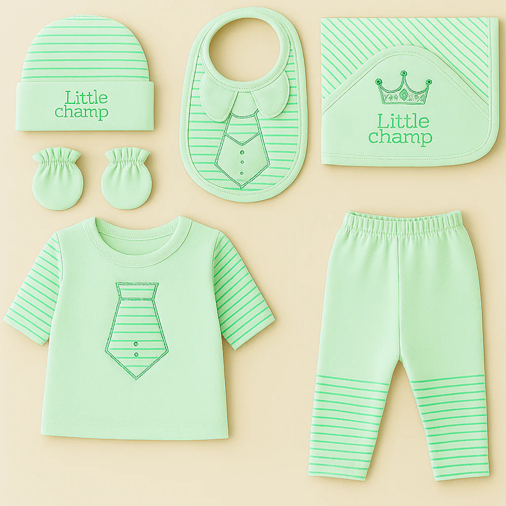 Newborn Baby 7Pcs Gift Set Little Champ Green - Sunshine