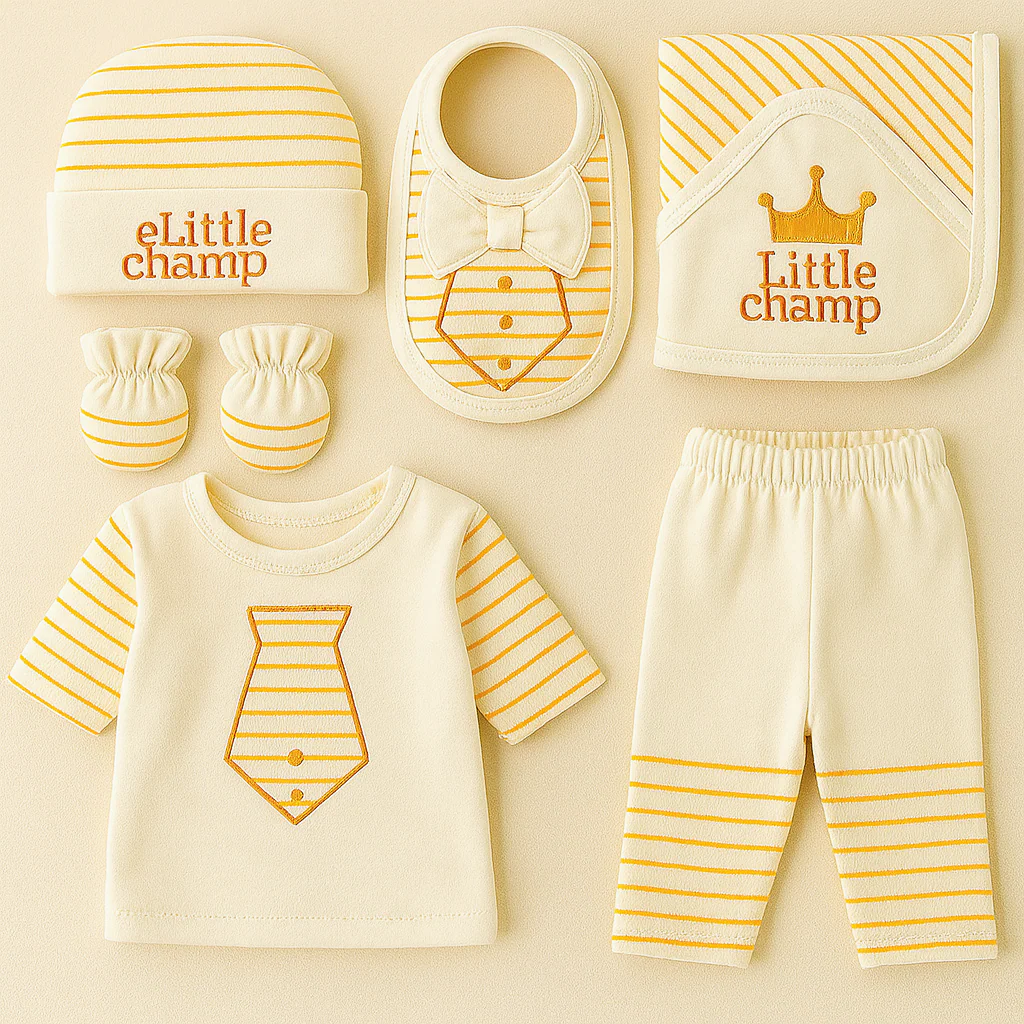 Newborn Baby 7Pcs Gift Set Little Champ Orange - Sunshine