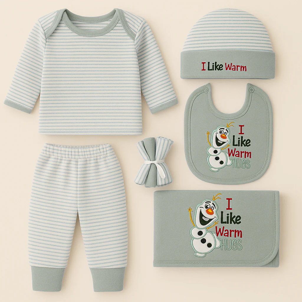 Newborn Baby 9Pcs Fleece Gift Set Warm Hugs Grey - Sunshine