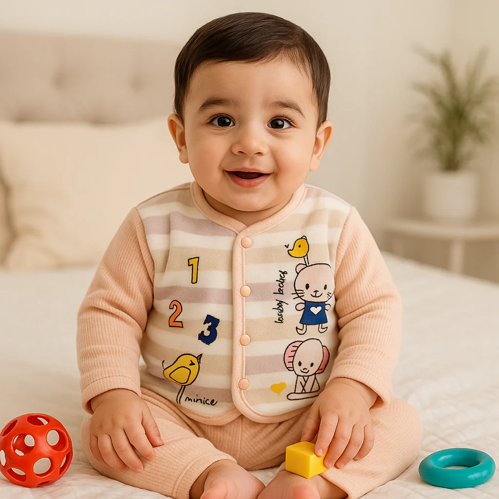 Newborn Baby Fleece Sleepsuit Stripes Cat Peach - Sunshine - Image 2