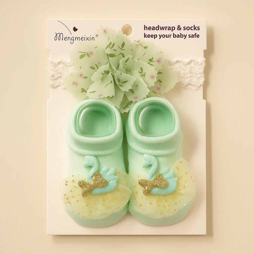 Newborn Baby Pack Of 2 Socks & Headband Set Green - Sunshine