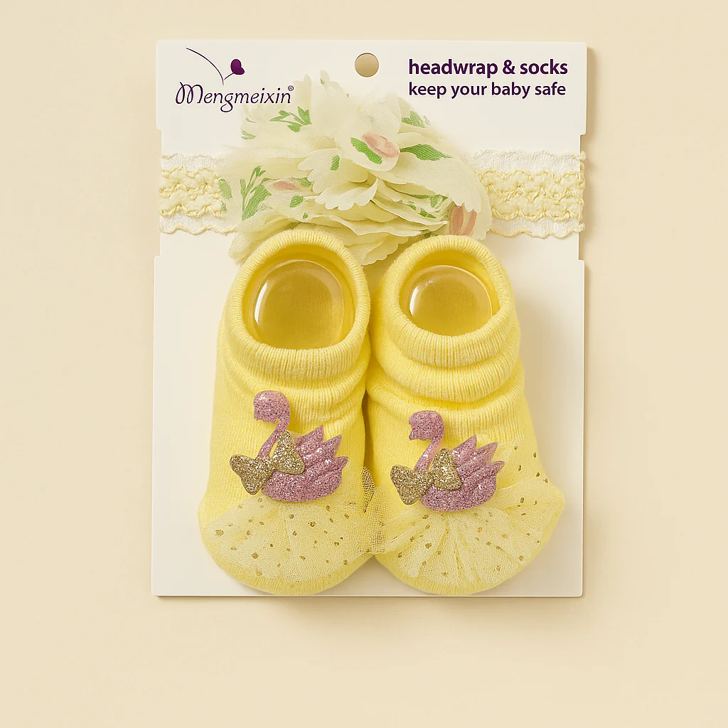 Newborn Baby Pack Of 2 Socks & Headband Set Yellow - Sunshine