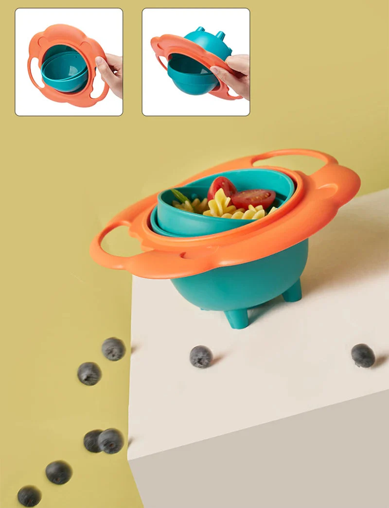 Non-Spill Gyro Feeding Bowl Orange & Grey - Sunshine - Image 4