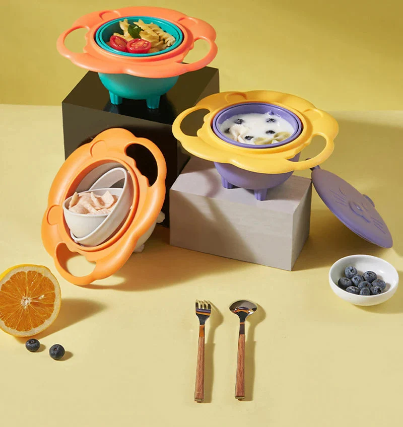 Non-Spill Gyro Feeding Bowl Yellow & Purple - Sunshine - Image 2