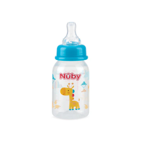 Nuby Printed Bottle - Standard Neck - Slow Flow - 120Ml - 0M+ Giraffe
