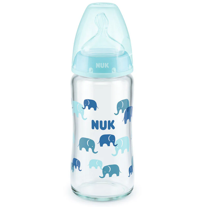 Nuk First Choice Glass Bottle Temperature Control 0-6M  Blue 240Ml