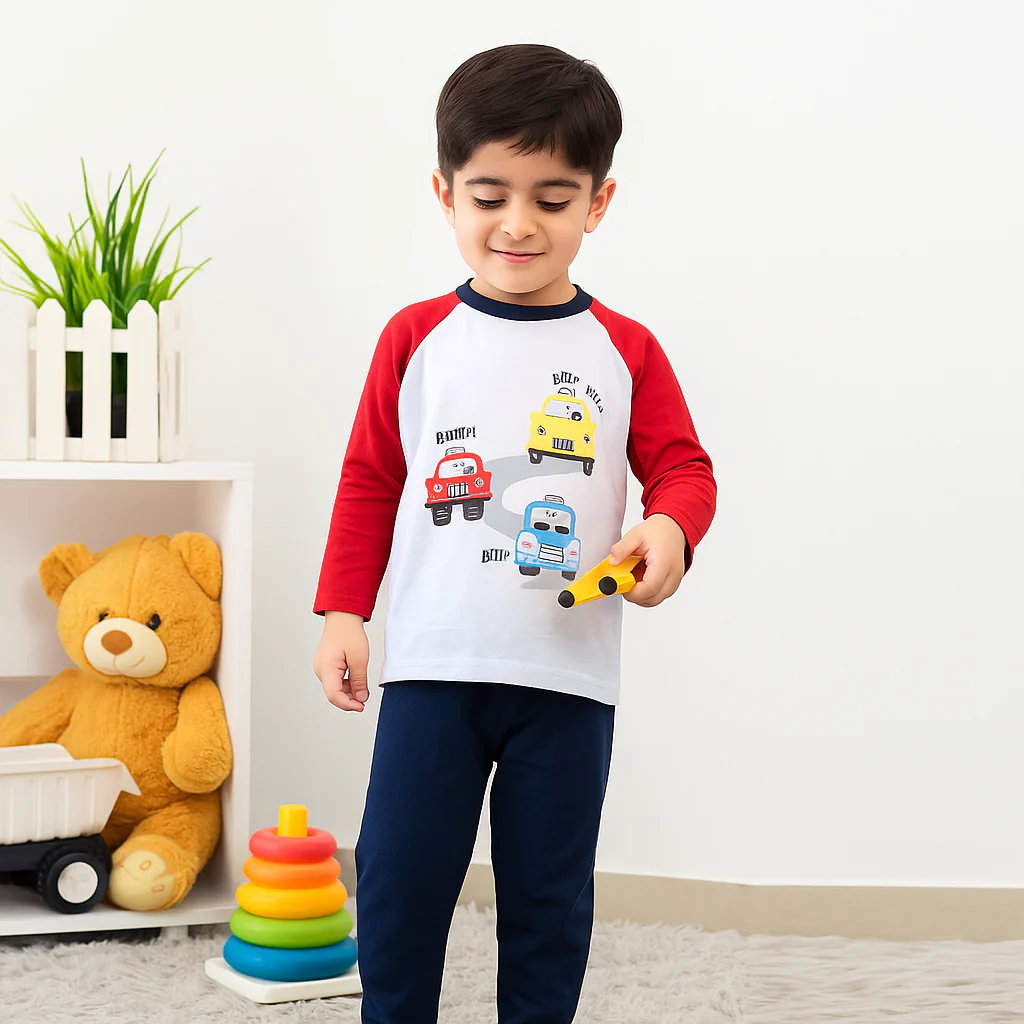 Pajama Set Beep Beep Red & White - Sunshine - Image 5