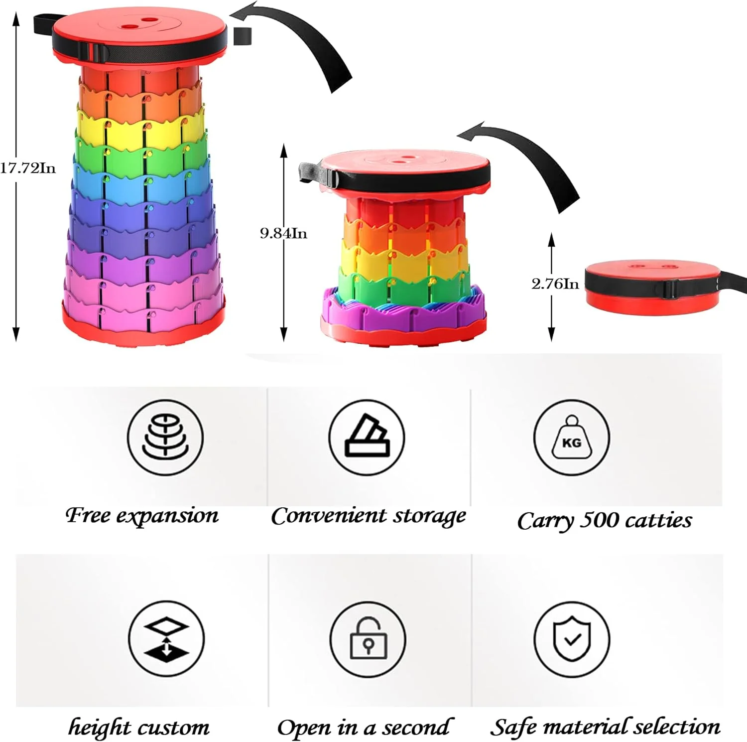 Portable Folding Camping Stool Red - Sunshine - Image 3