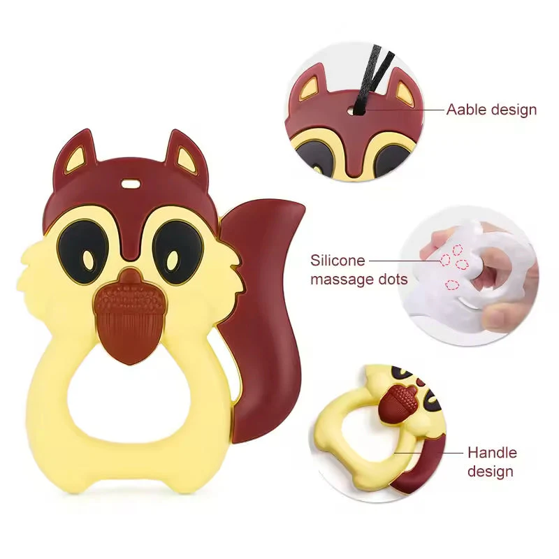 Silicon Baby Teether Squirrel Pink - Sunshine - Image 2