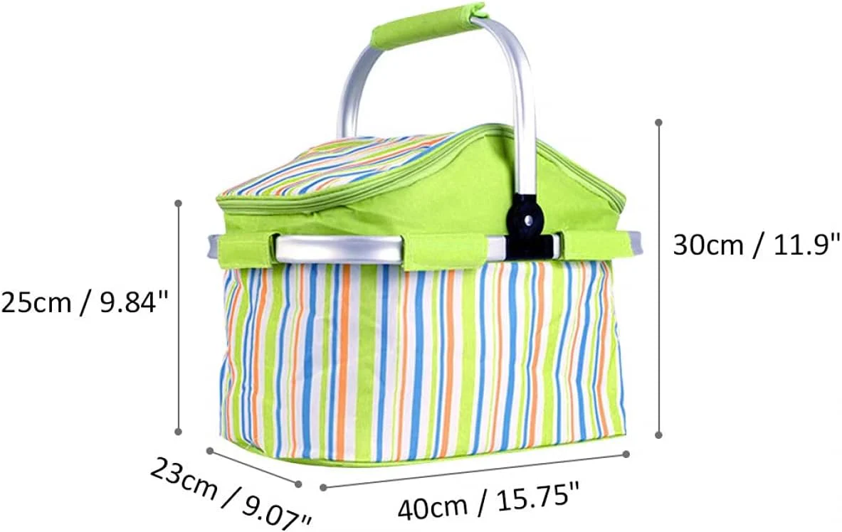 Steel Handle Storage Basket Stripes Green - Sunshine - Image 6