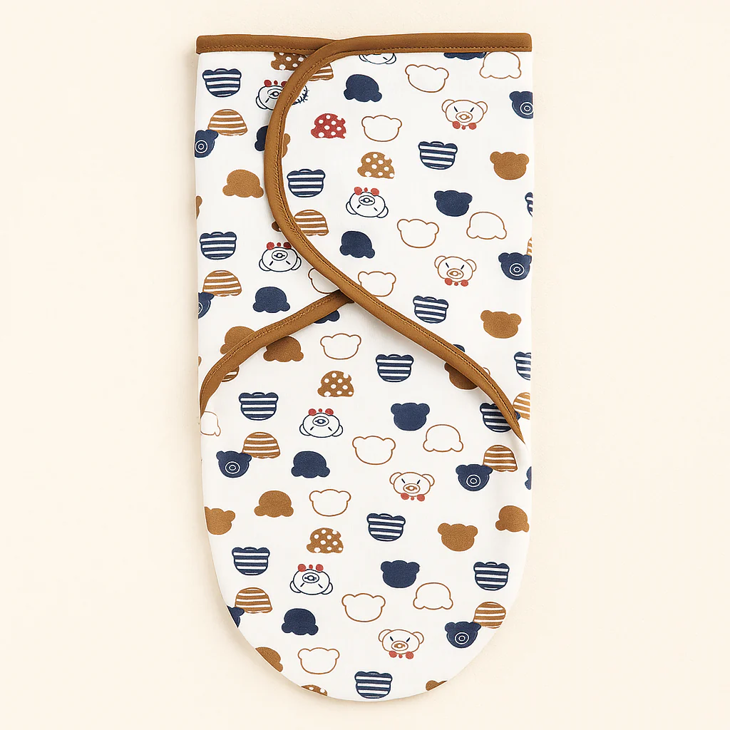 Baby Adjustable White Swaddle Happy Club Blue Bears - Sunshine - Image 3