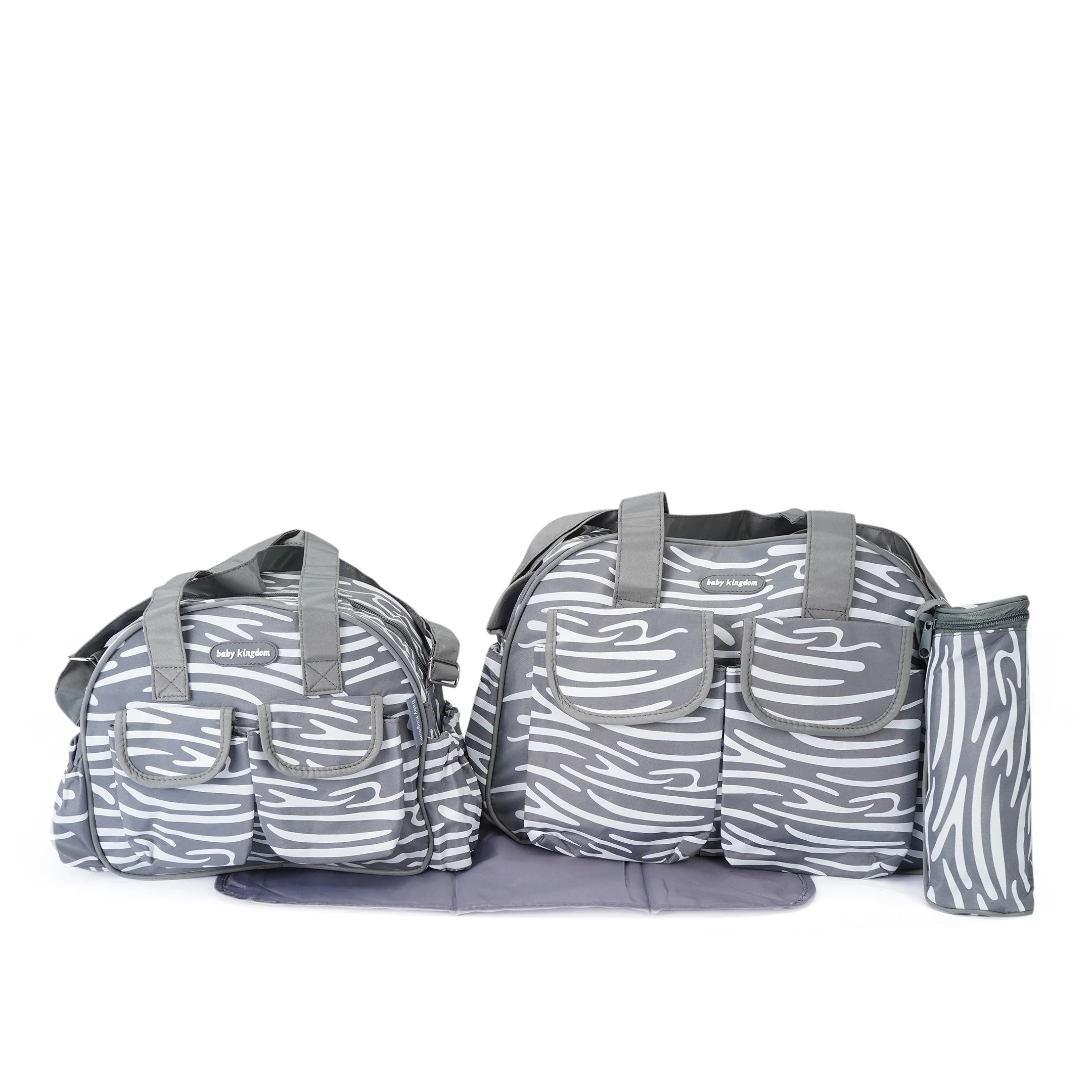 Baby Diaper Bag 4Pcs Stripes Grey - Sunshine - Image 2
