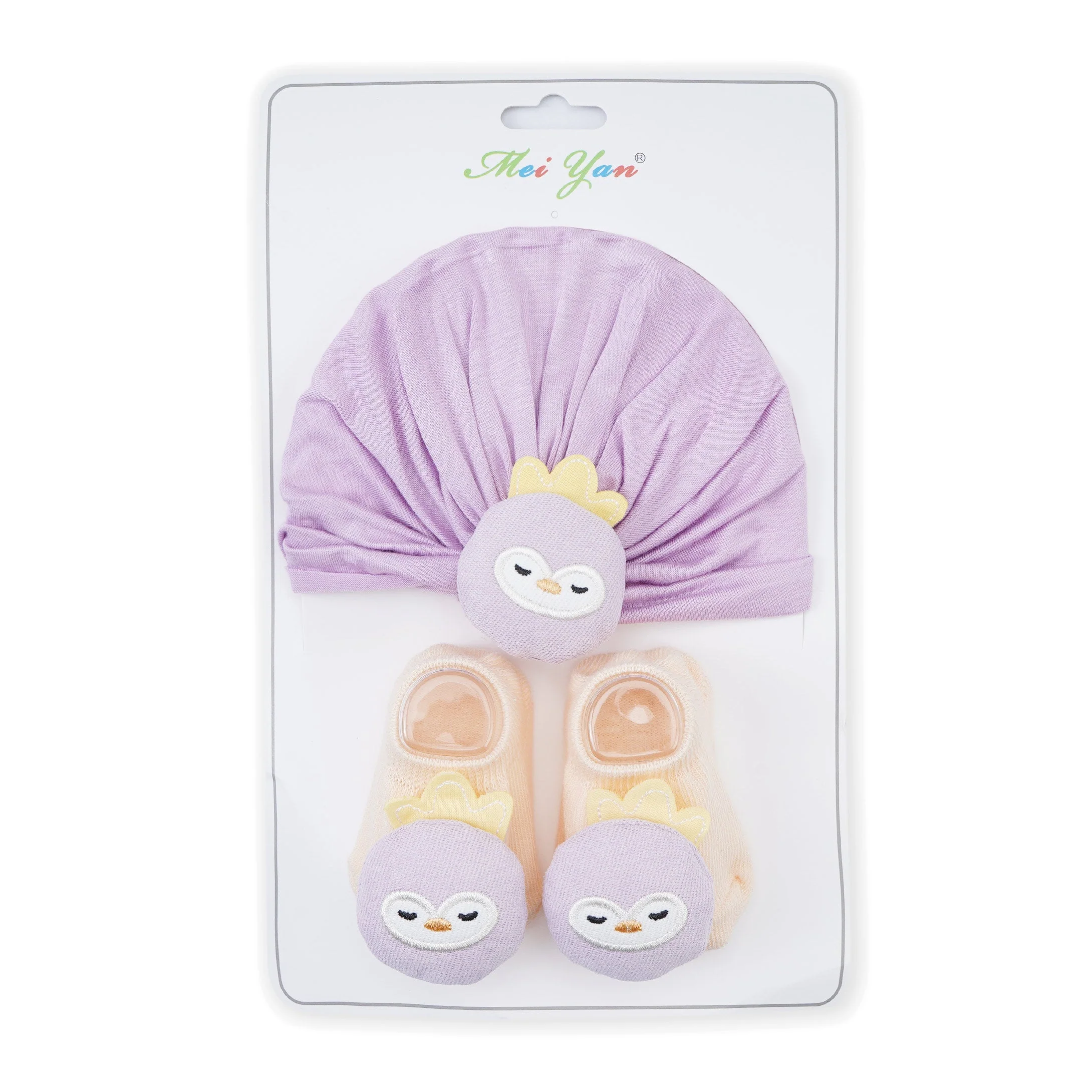 Baby Turban Cap & Booties Set Purple Sparrow - Sunshine - Image 3