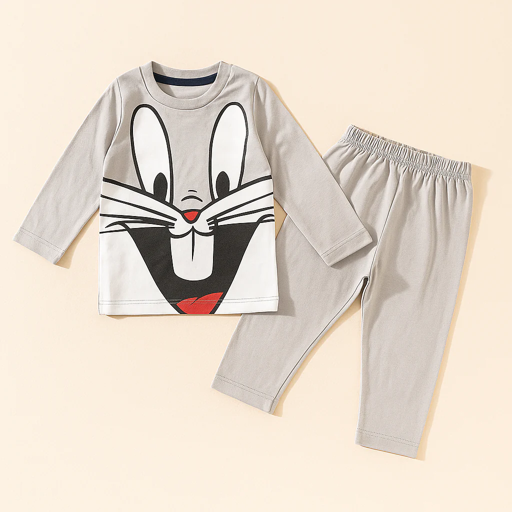 Pajama Set Bunny White And Grey - Sunshine - Image 3