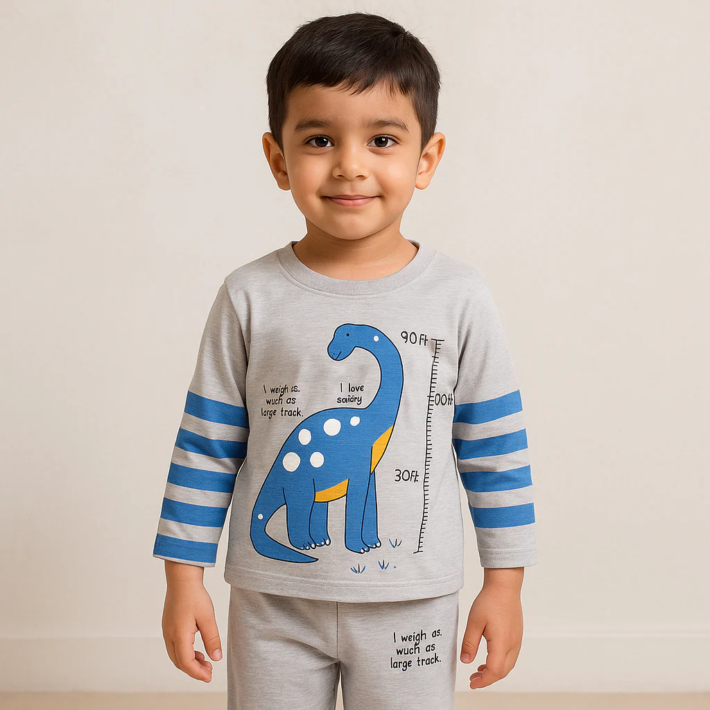 Pajama Set Dinosaur Grey And Blue - Sunshine - Image 4