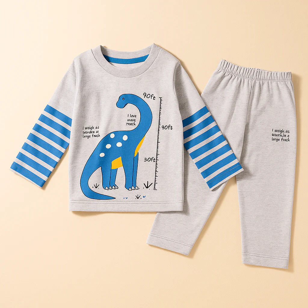 Pajama Set Dinosaur Grey And Blue - Sunshine - Image 6