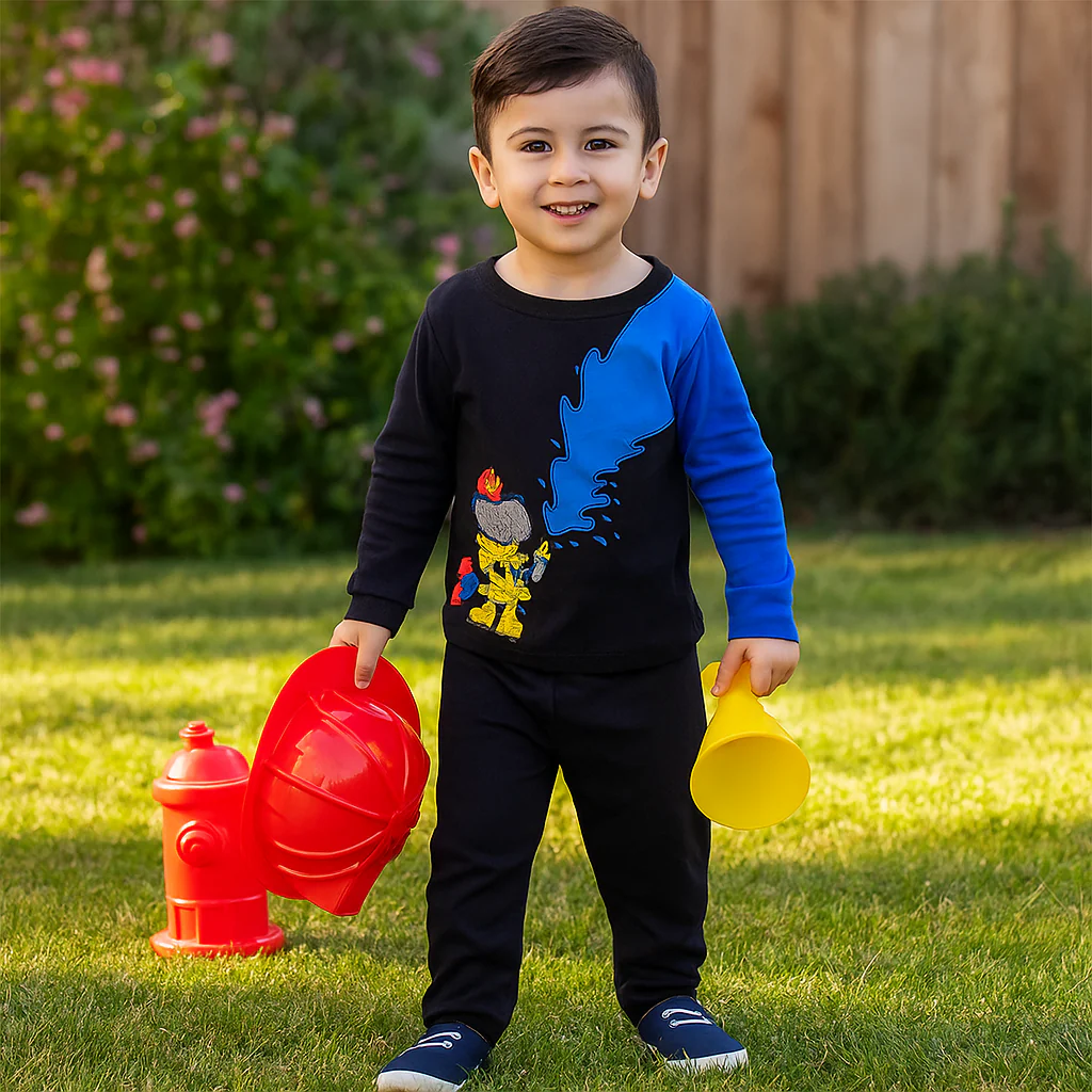Pajama Set Firefighter Dog Navy Blue - Sunshine - Image 2