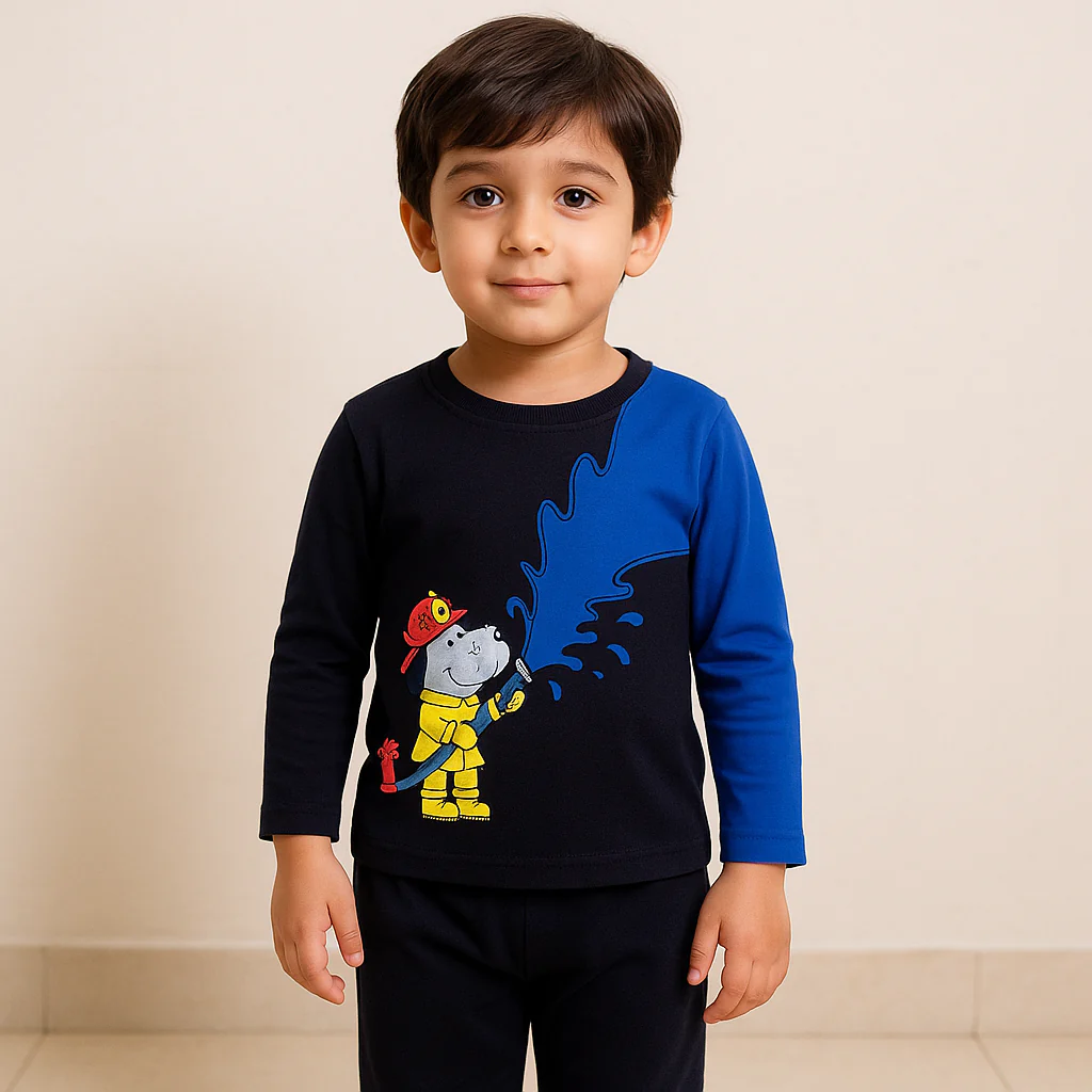 Pajama Set Firefighter Dog Navy Blue - Sunshine - Image 3