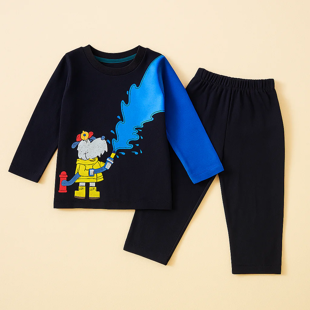 Pajama Set Firefighter Dog Navy Blue - Sunshine - Image 4