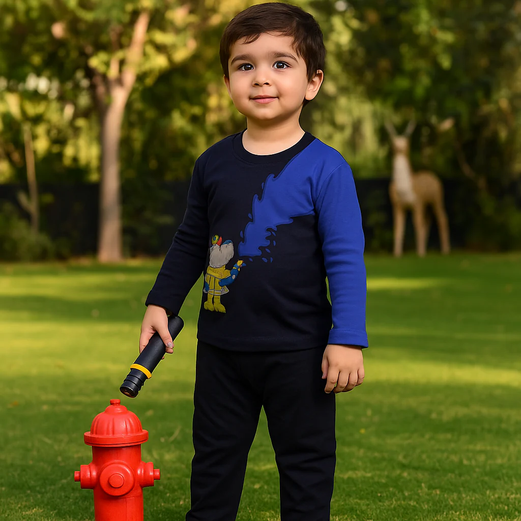Pajama Set Firefighter Dog Navy Blue - Sunshine - Image 5