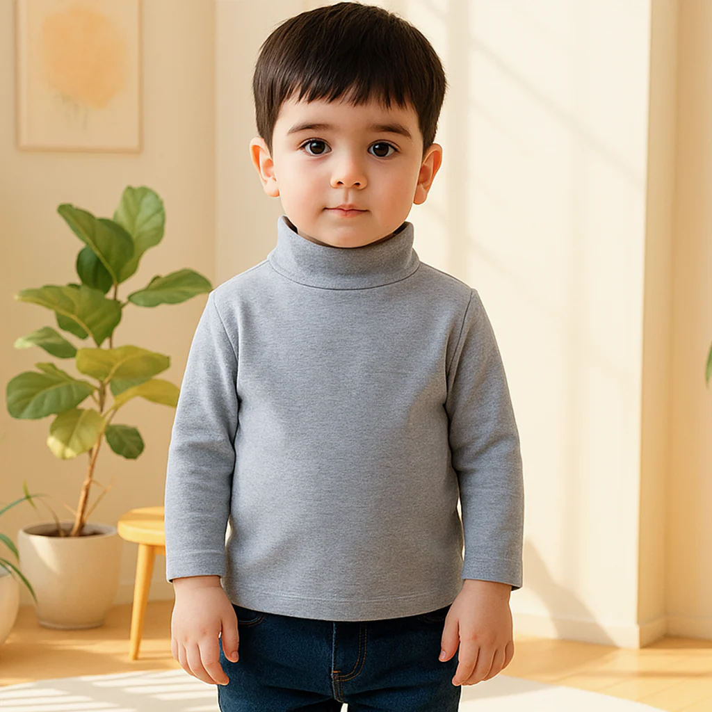 Sy Kids Mock Neck Grey - Sunshine - Image 3