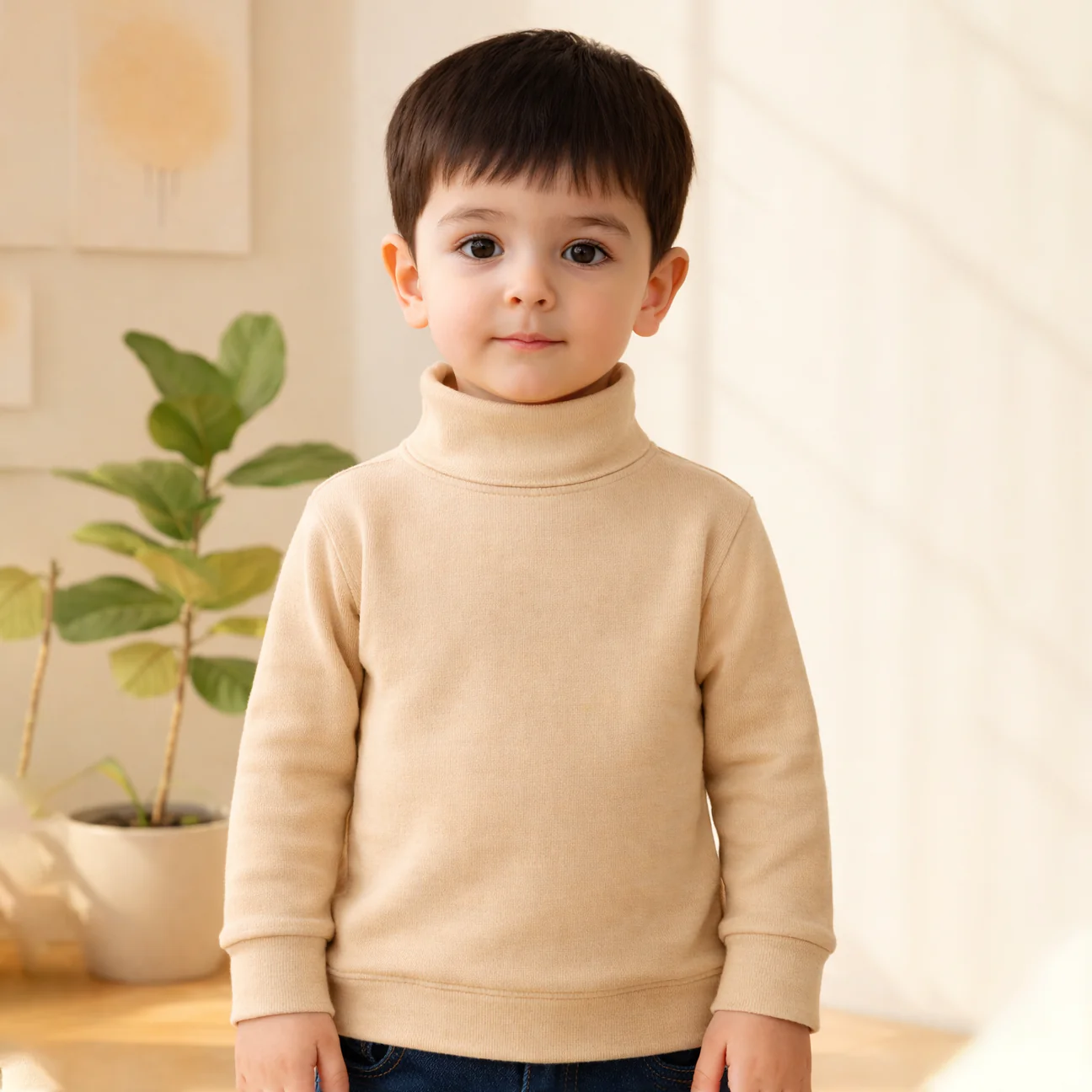 Sy Kids Mock Neck Light Brown - Sunshine - Image 2