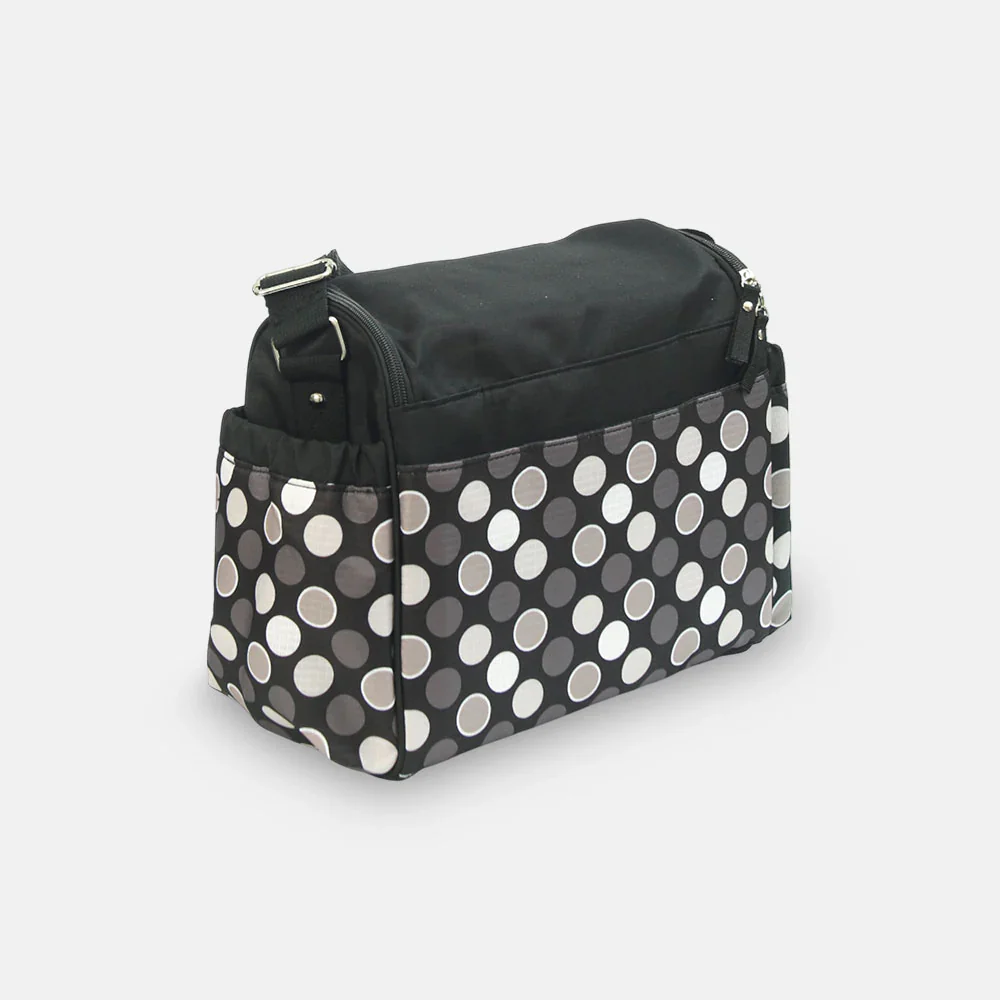 Tinnies Baby Diaper Bag - Black Polka Dot Printed - Image 3