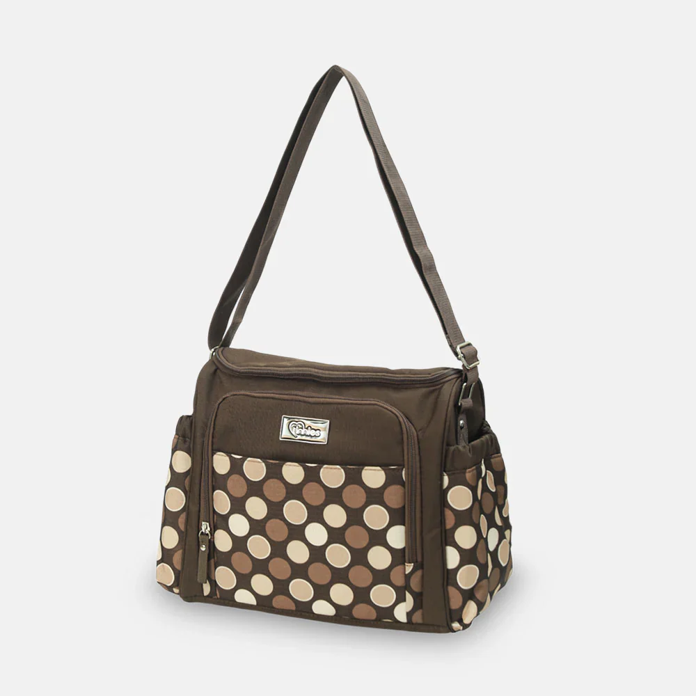 Tinnies Baby Diaper Bag - Brown Polka Dot Printed