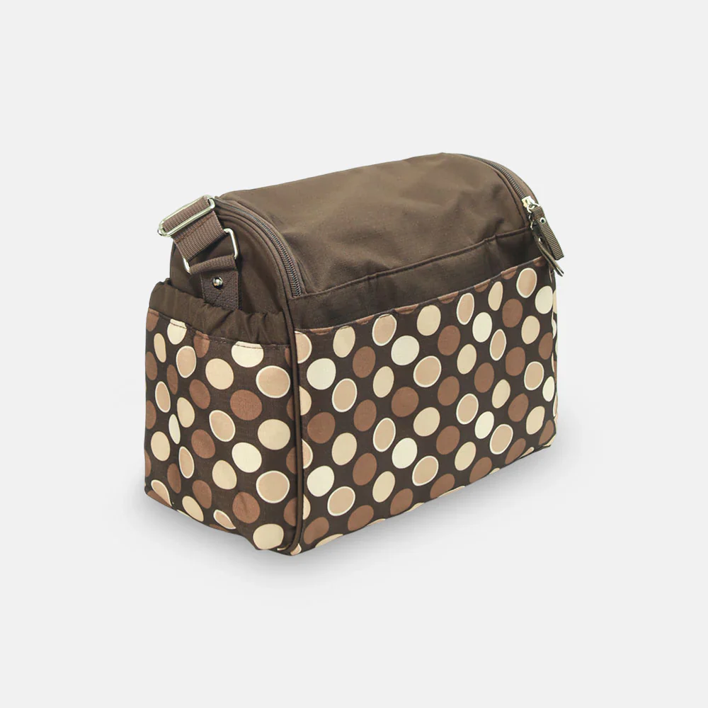 Tinnies Baby Diaper Bag - Brown Polka Dot Printed - Image 2