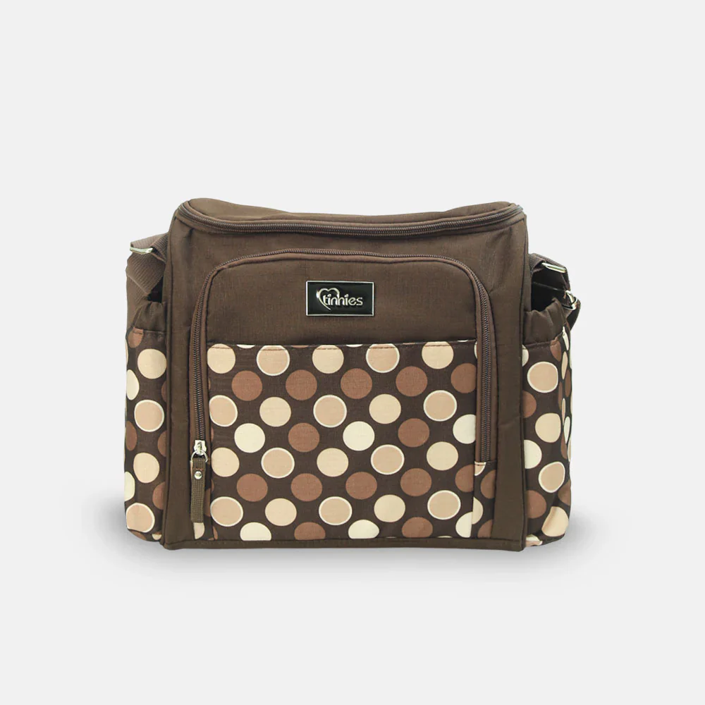 Tinnies Baby Diaper Bag - Brown Polka Dot Printed - Image 3
