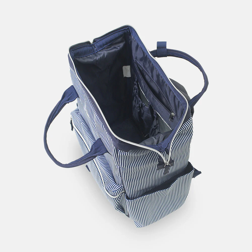 Tinnies Baby Diaper Bag Pack Blue Stripes - Image 4