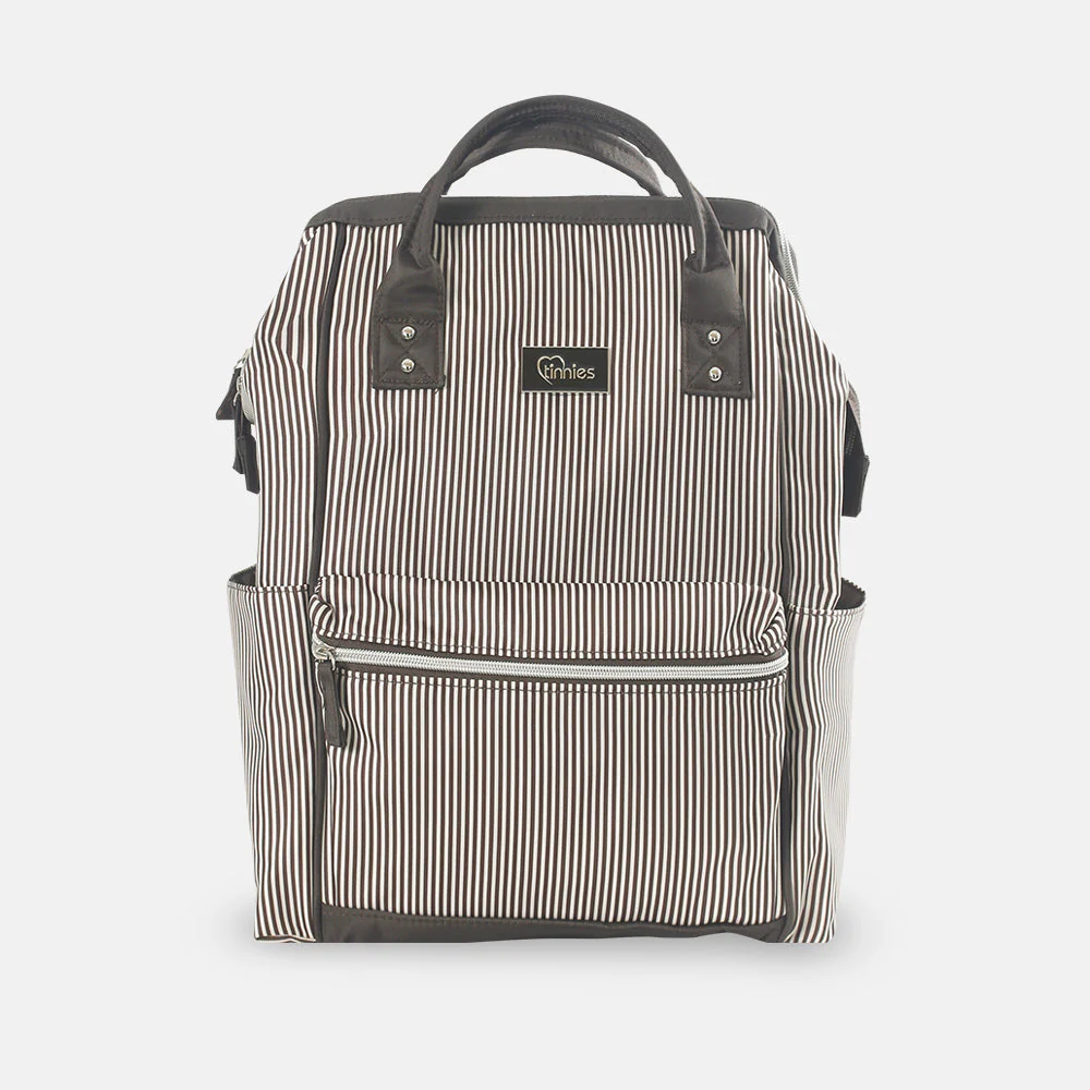 Tinnies Baby Diaper Bag Pack Brown Stripes - Image 2
