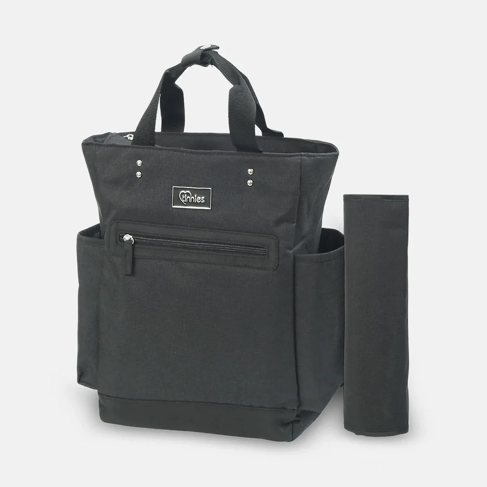 Tinnies Baby Diaper Bag Pack Minimal Textured Black