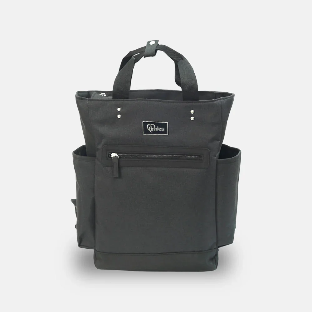 Tinnies Baby Diaper Bag Pack Minimal Textured Black - Image 4
