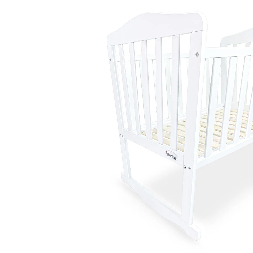 Tinnies Baby Wooden Crib - White Finish With Rocking & Wheels - Image 5