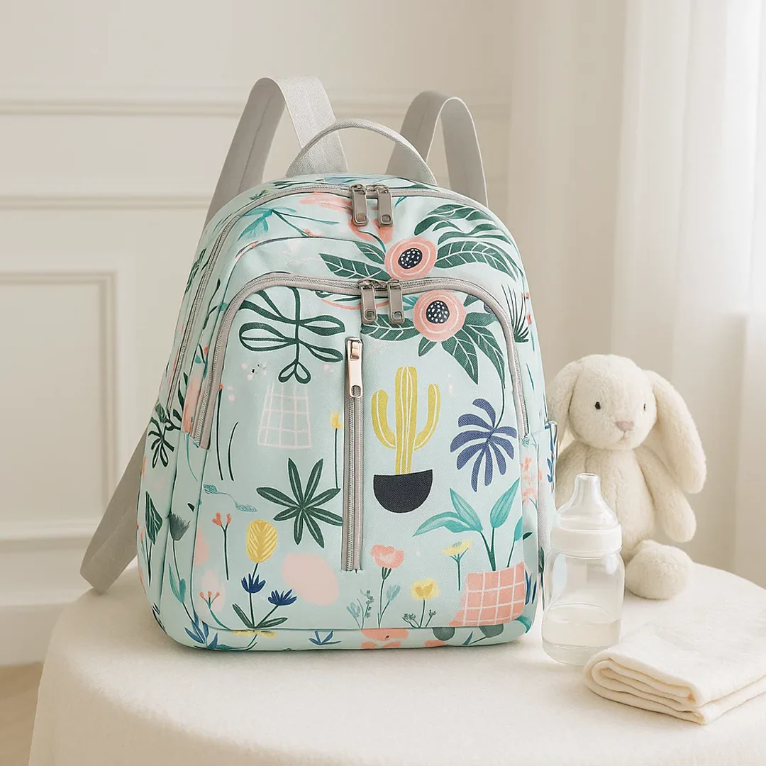 Waterproof Baby Diaper Backpack Flower Blue - Sunshine